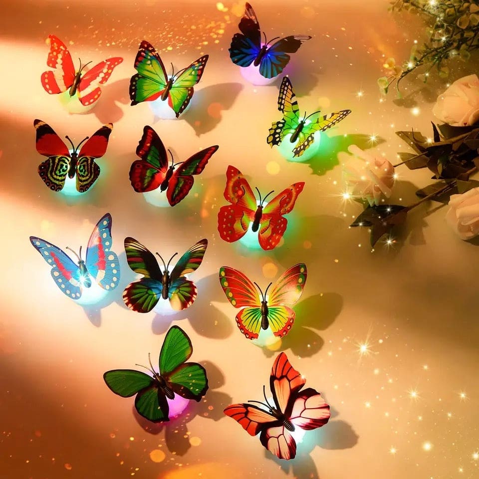 Colorful 3D Butterfly LED Night Light, Wedding Decorative Lamp, Wall Decor Glow Atmosphere Light, Butterfly Wall Stickers Light, Paste Wall Lamp, Butterfly Sticker Wall Light Colorful 3D Butterfly LED Night Light, Wedding Decorative Lamp, Wall Decor Glow Atmosphere Light, Butterfly Wall Stickers Light, Paste Wall Lamp, Butterfly Sticker Wall Light